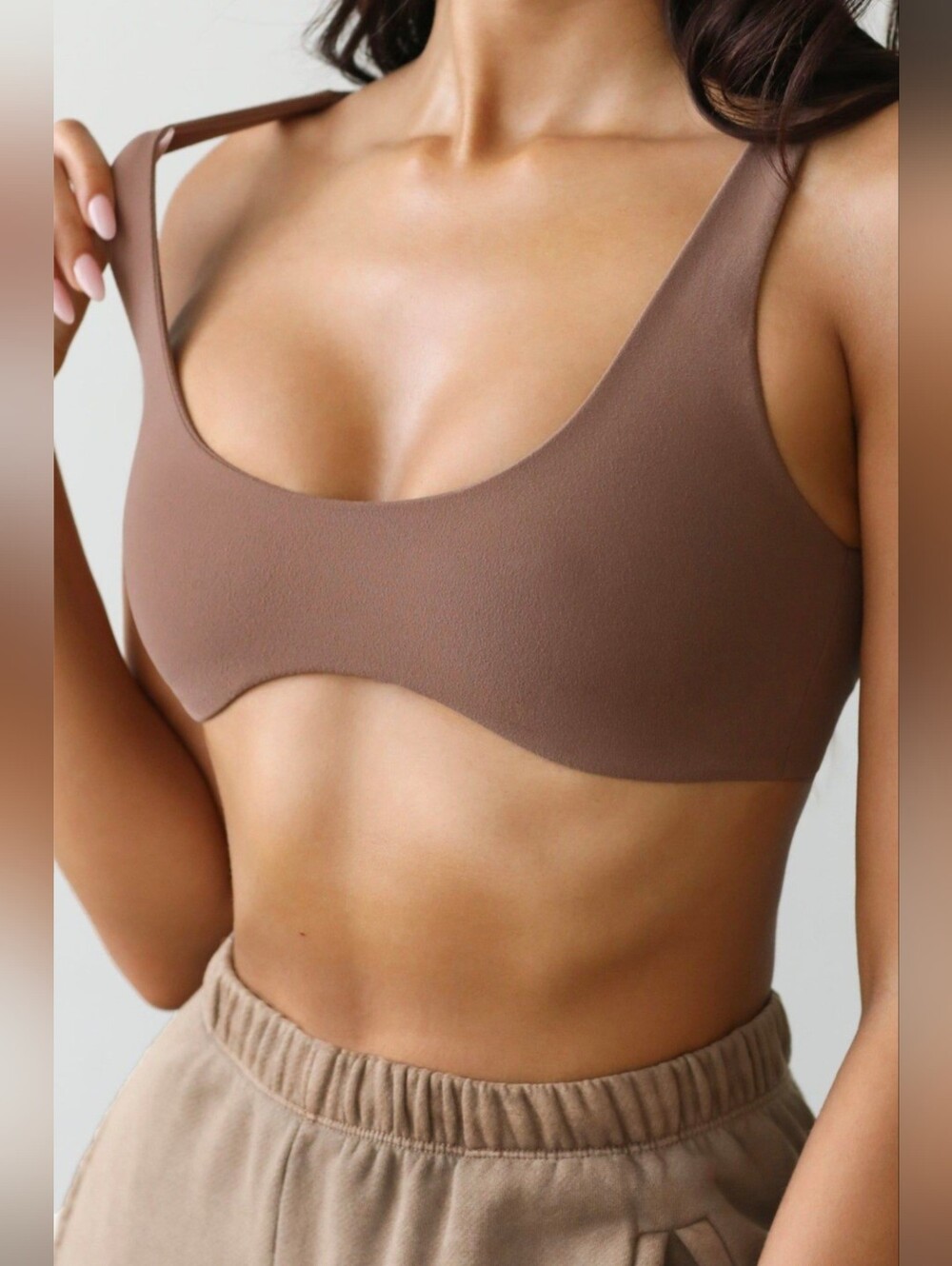 Joah Brown Contour Bra In Sueded Mocha, Sz XS/S